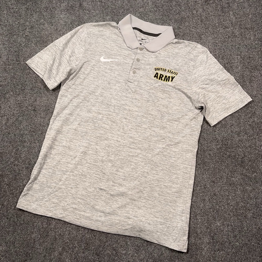Nike U.S. Army Shirt Mens Small Heather Gray Dri Fit Victory Block Golf‎ Polo
